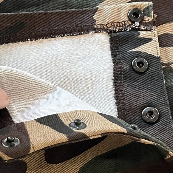 Boohoo Mens Pants Mens S Khaki Camo Cargo Twill‎ Popper Hem Casual Pants - Picture 10 of 12